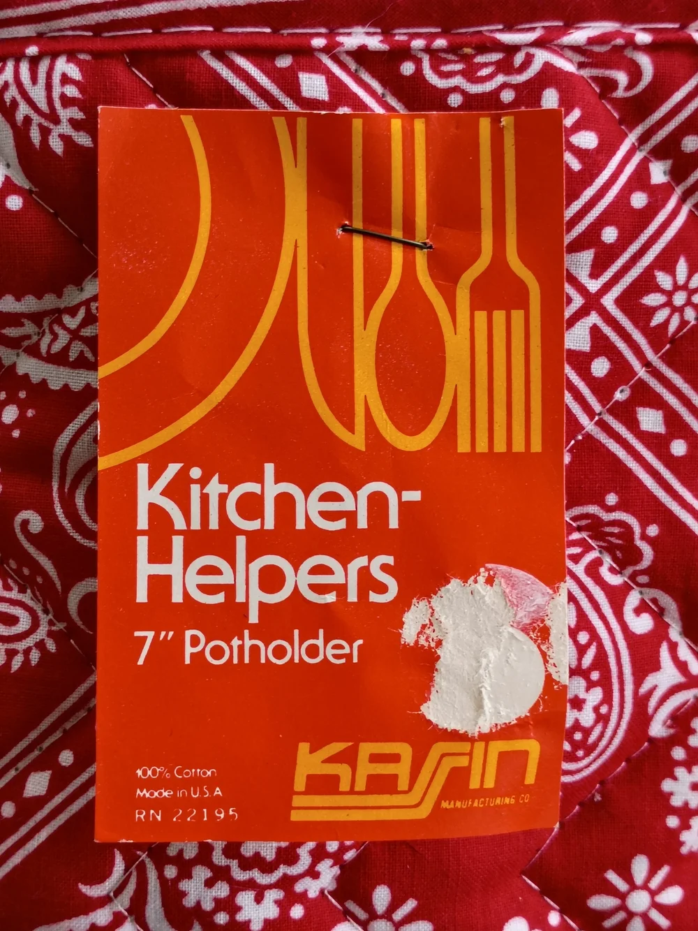 Pair of Vtg Red Paisley Kitchen Helper 7